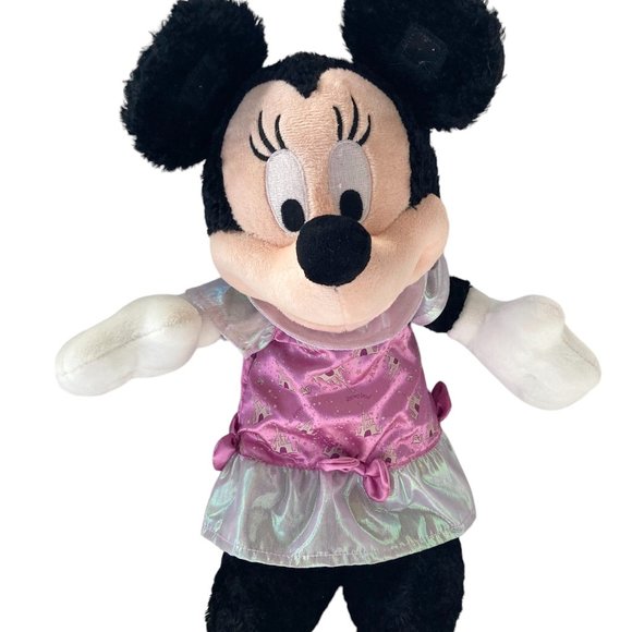 Vintage Disney Parks Minnie Mouse Plush Stuffed Animal Pink Castle Dress - Picture 2 of 16